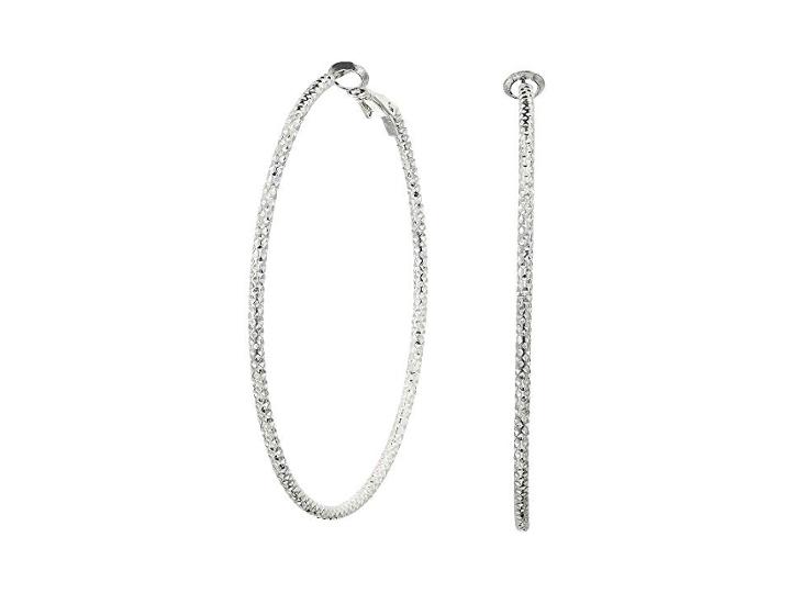 Steve Madden Textured Hoop Earrings (silver) Earring