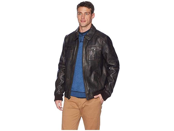 Scully James Distressed Leather Jacket (black) Men's Coat