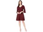 Gabby Skye Bell Sleeve Fit Flare Sweater Dress (raisin) Women's Dress