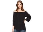 Wrangler Off The Shoulder Top With Lace Insets (black) Women's Clothing