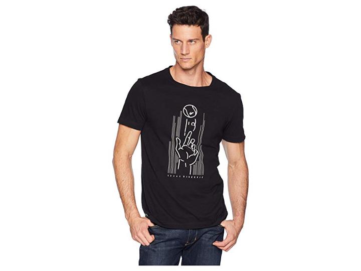 Lacoste Sport Short Sleeve Novak Djokovic Jersey Swift Hand Graphic (black/white) Men's Clothing
