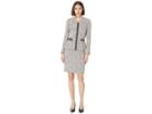 Tahari By Asl Novelty Tweed Skirt Suit (ivory/black/yellow) Women's Suits Sets