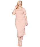 Unique Vintage Plus Size Mod Wiggle Dress (peach Pink) Women's Dress