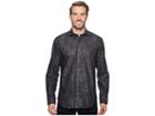 Bugatchi Shaped Fit Palm Fronds Woven Shirt (black 1) Men's Long Sleeve Button Up