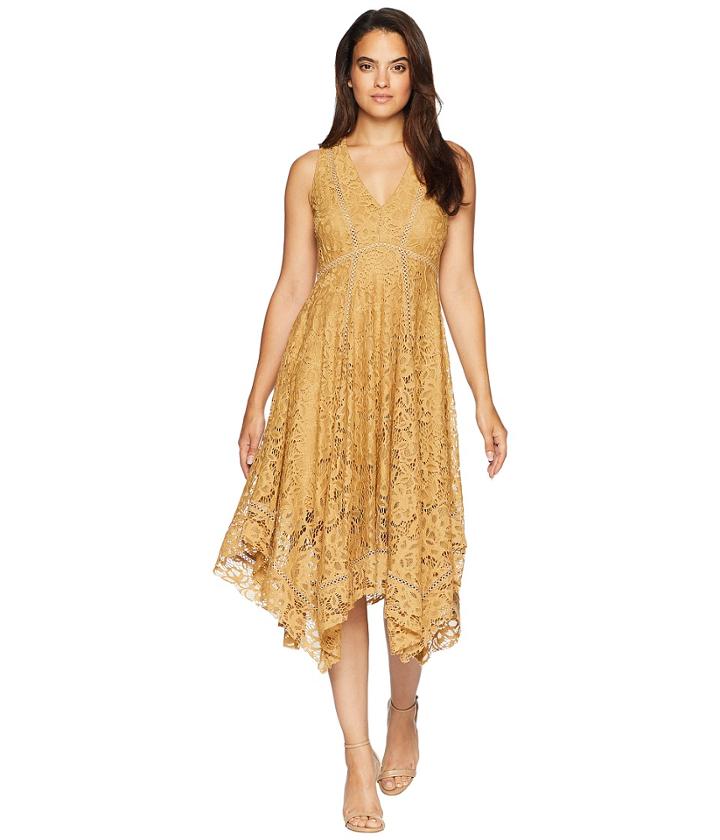Taylor Sleeveless Lace Hankerchief Hem Dress (cocoa) Women's Dress