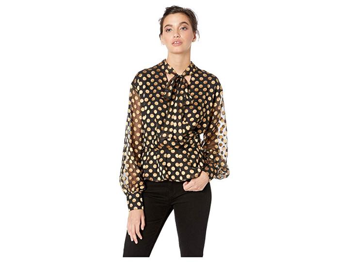 Astr The Label Lennox Top (black/gold Dot) Women's Clothing