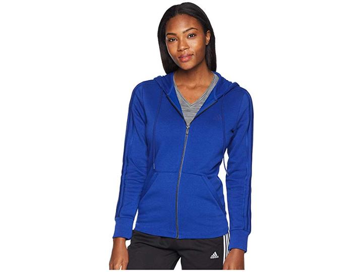 Adidas Essentials Cotton Fleece 3s Full Zip Hoodie (mystery Ink/mystery Ink/mystery Ink) Women's Sweatshirt