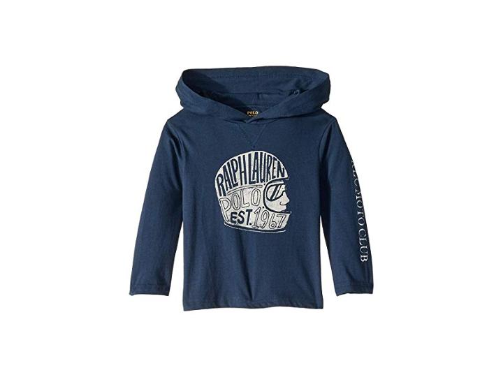 Polo Ralph Lauren Kids Cotton Hooded Graphic T-shirt (toddler) (blue Eclipse) Boy's Clothing