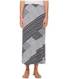 Tribal Printed Jersey Maxi Skirt With Side Slit (ink) Women's Skirt