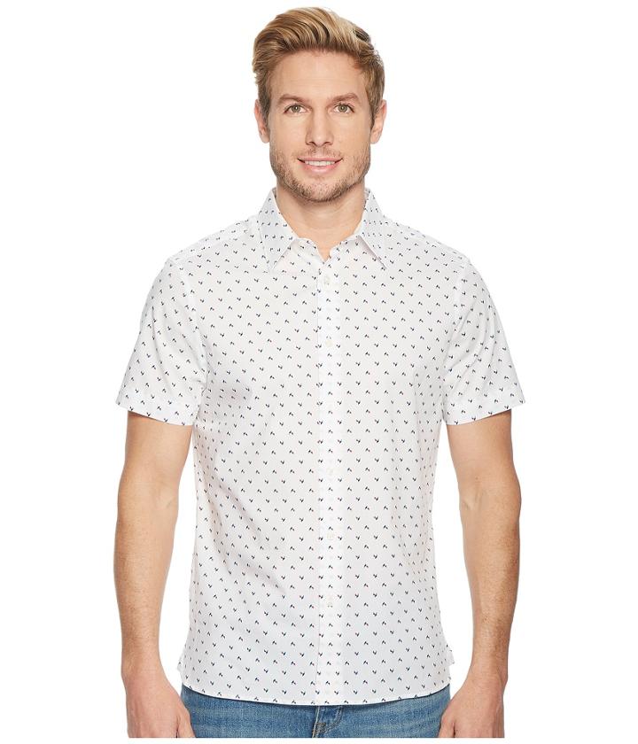 Perry Ellis Short Sleeve Stretch Printed Arrowhead Shirt (bright White) Men's Clothing