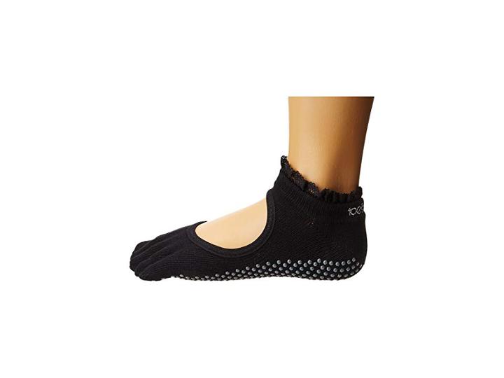 Toesox Bella Full Toe W/ Grip (black Lace) Women's No Show Socks Shoes