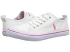 Polo Ralph Lauren Kids Karlen (big Kid) (white Canvas/baja Pink Pony Player) Kid's Shoes