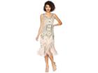 Unique Vintage Veronique Fringe Flapper Dress (light Pink/gold) Women's Dress