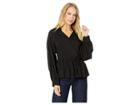 Moon River Tie Waist Blouse (black) Women's Clothing
