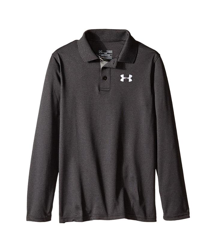 Under Armour Kids Ua Matchplay Long Sleeve Polo (big Kids) (carbon Heather/true Gray Heather/white) Boy's Long Sleeve Pullover