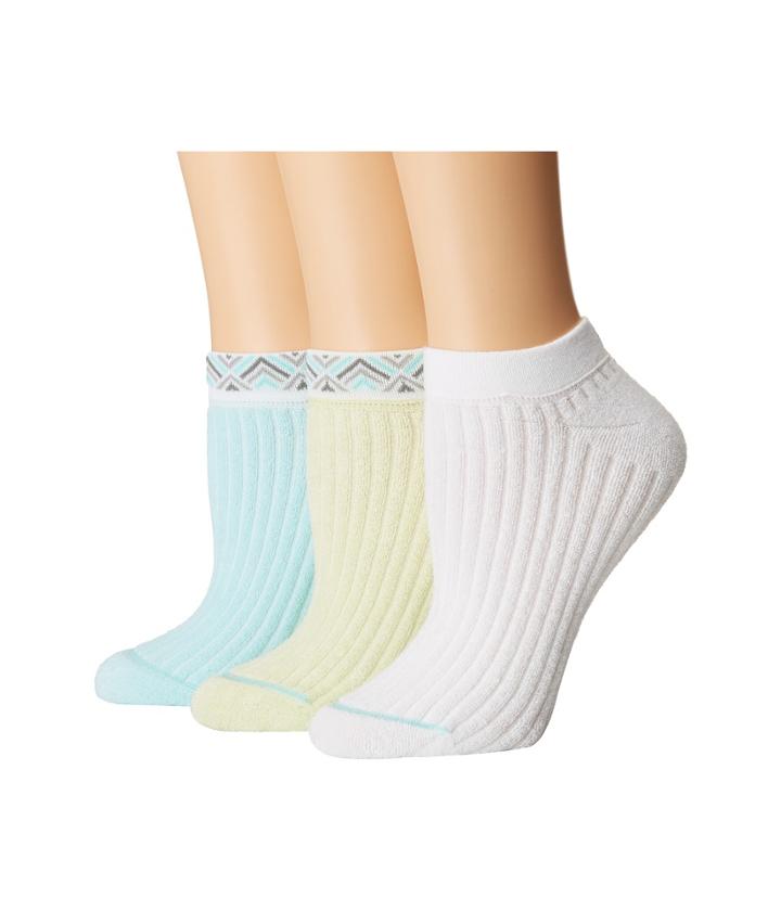 Hue Rib Terry No Show 3-pair Pack (sea Breeze Pack) Women's No Show Socks Shoes