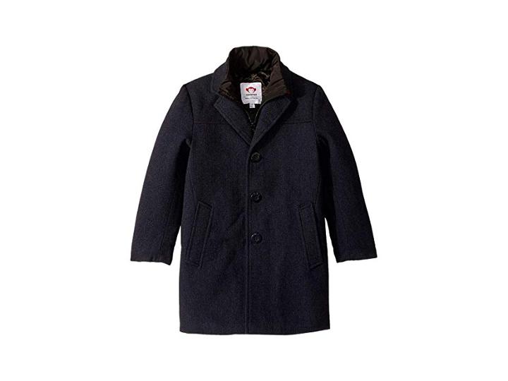 Appaman Kids Double Lined Zip And Button Up City Overcoat (toddler/little Kids/big Kids) (navy Herringbone) Boy's Coat