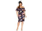Unique Vintage Plus Size Sophia Wiggle Dress (navy/pink Floral) Women's Dress
