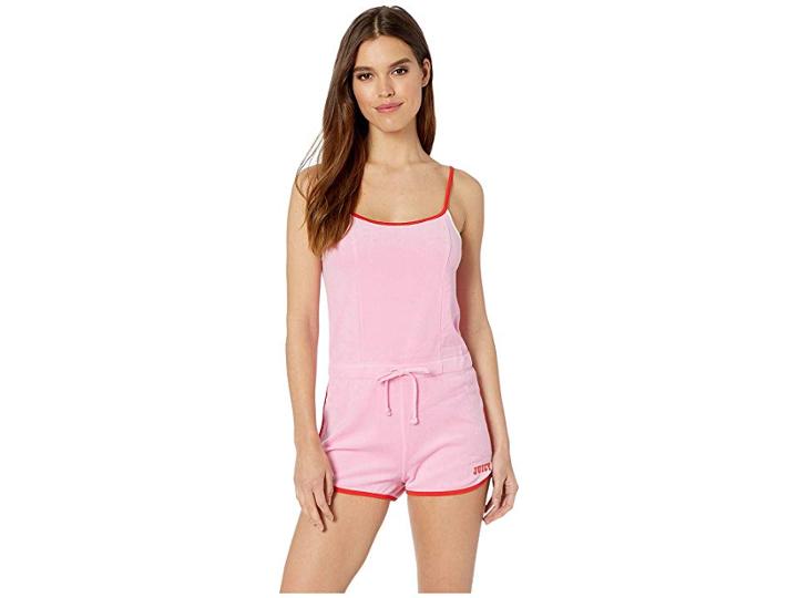 Juicy Couture Microterry Strappy Logo Romper (bikini Pink) Women's Jumpsuit & Rompers One Piece