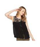 Romeo & Juliet Couture Embroidered Front Top (black) Women's Clothing