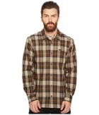 Rvca Bone Flannel Long Sleeve Shirt (dark Khaki) Men's Long Sleeve Button Up