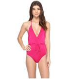 Seafolly Flower Festival Deep V Maillot (tahiti Pink) Women's Swimsuits One Piece