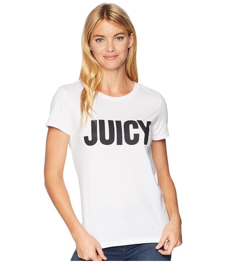 Juicy Couture Track Juicy Gothic Studs Short Sleeve Tee (white) Women's T Shirt