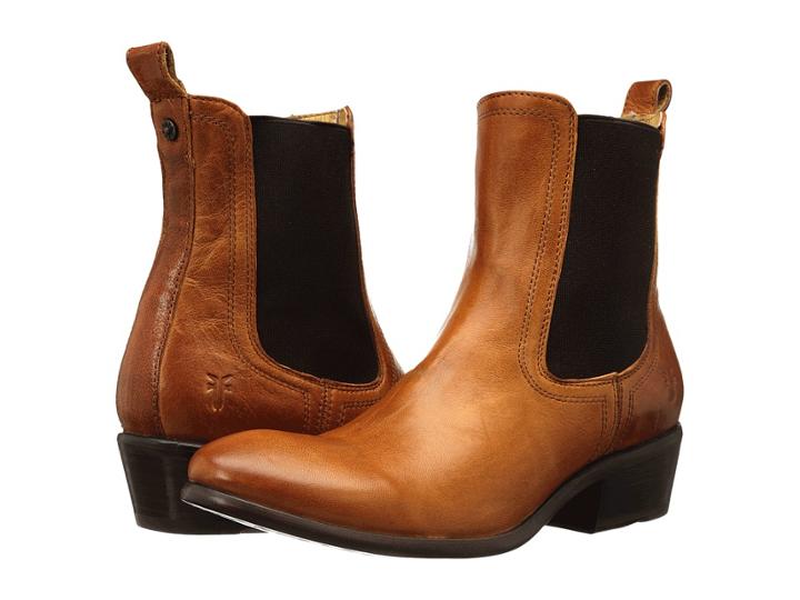 Frye Carson Chelsea (cognac Washed Antique Pull Up) Women's Boots