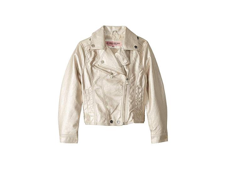 Urban Republic Kids Olivia Faux Leather Metallic Moto Jacket (little Kids/big Kids) (silver) Girl's Jacket