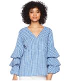 Kensie Gingham Check Top Ks4k4674 (navy) Women's Clothing