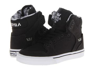 Supra Kids Vaider (little Kid/big Kid) (black/black/white Multi Snake) Kids Shoes