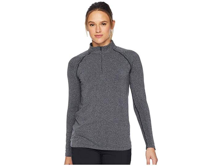Under Armour Golf Threadborne Seamless 1/4 Zip (black Medium Heather/black/black) Women's Clothing