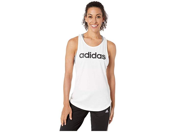 Adidas Essentials Linear Loose Tank Top (white/black) Women's Sleeveless