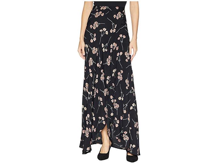 Flynn Skye Wrap It Up Skirt (black Cherry Blossoms) Women's Skirt
