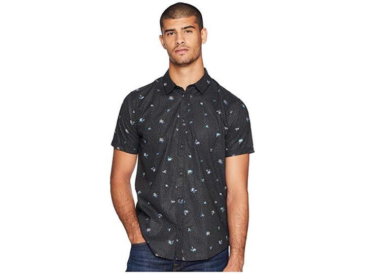 Rvca Scattered Printed Button-up Shirt (rvca Black) Men's Clothing