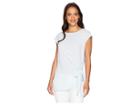 Vince Camuto Short Sleeve Mix Media Cabana Texture Tie Front Blouse (dew Blue) Women's Blouse