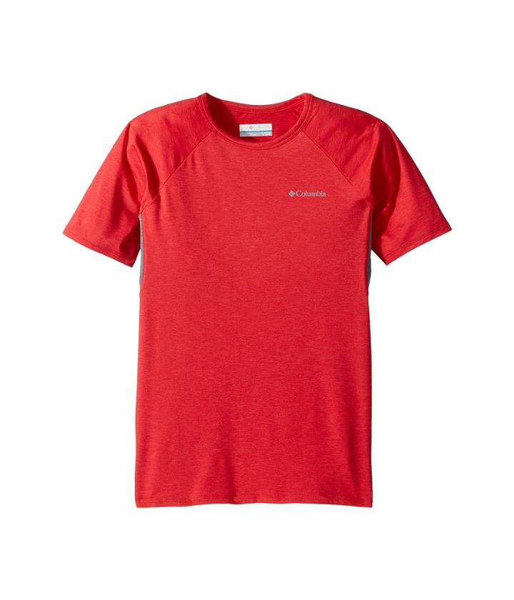 Columbia Kids Silver Ridge Ii Short Sleeve Tee (little Kids/big Kids) (bright Red Heather/grey Ash) Boy's Short Sleeve Pullover