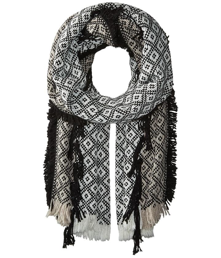 Collection Xiix Diamond Tribe Fringed Blanket Wrap (black) Scarves
