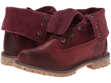 Timberland Earthkeepers Authentics Suede Roll-top (dark Burgundy) Women's Lace-up Boots