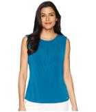Calvin Klein Solid Pleat Neck Cami (cypress) Women's Clothing