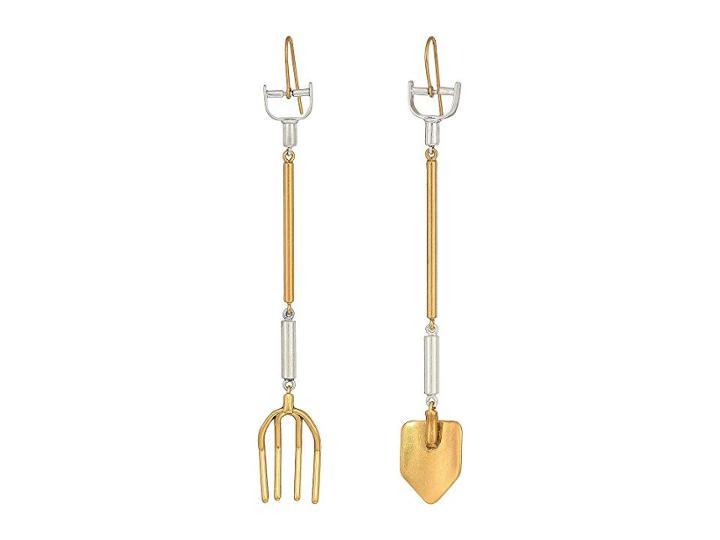 Tory Burch Gardening Tool Mismatched Earrings (brass/silver) Earring
