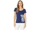 Tommy Bahama Shibori Pineapple Tee (island Navy) Women's T Shirt