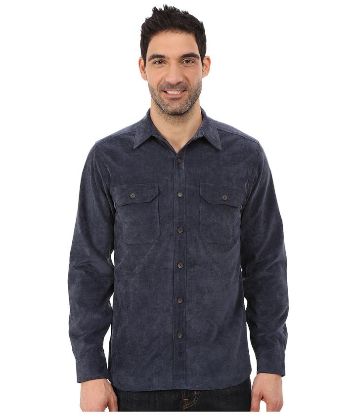 Royal Robbins Grid Cord Long Sleeve Shirt (deep Blue) Men's Long Sleeve Button Up
