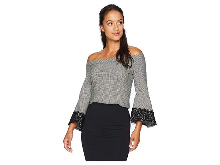 Karen Kane Off The Shoulder Top (houndstooth) Women's Blouse