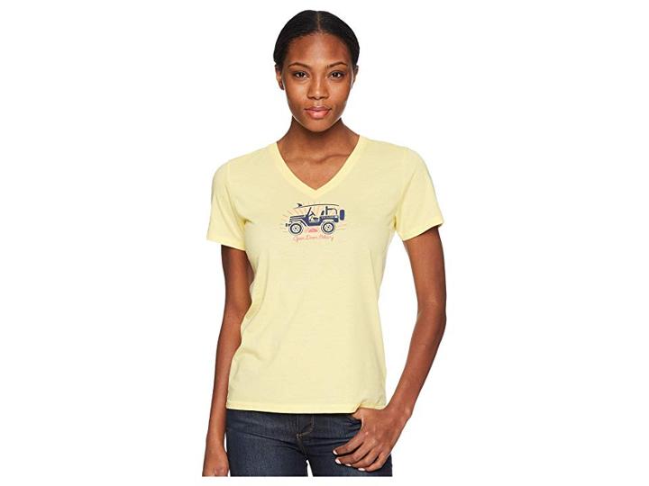 Life Is Good Open Door Policy Cool Vee Tee (happy Yellow) Women's T Shirt