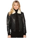 Bb Dakota Burgess Sherpa Trim Leather Jacket (black) Women's Coat