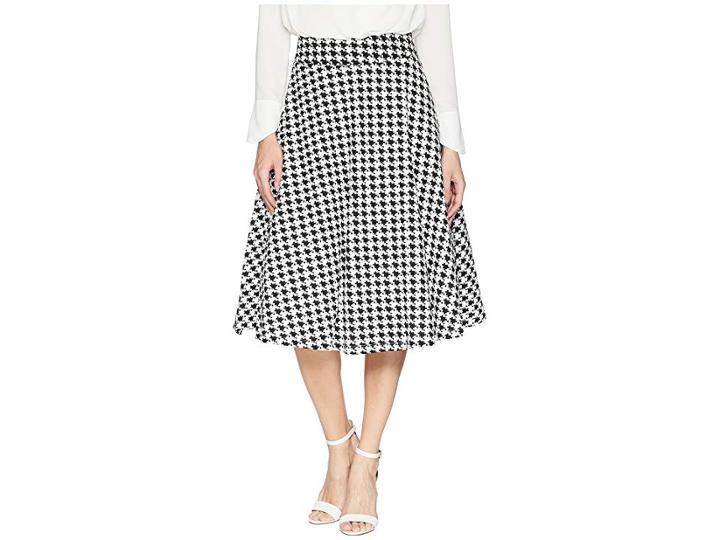 Unique Vintage Vivien Swing Skirt (black/white Houndstooth) Women's Skirt