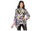 Bcbgmaxazria Turtleneck Long Sleeve Woven Top (triumph Petals/black) Women's Blouse