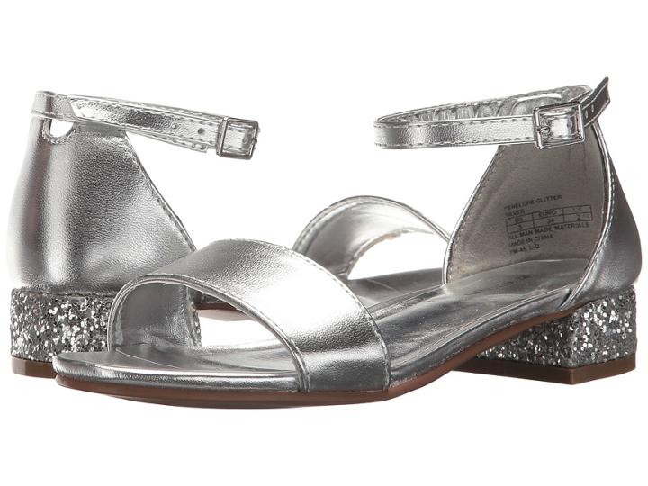 Stuart Weitzman Kids Penelope Glitter (little Kid/big Kid) (silver) Girl's Shoes