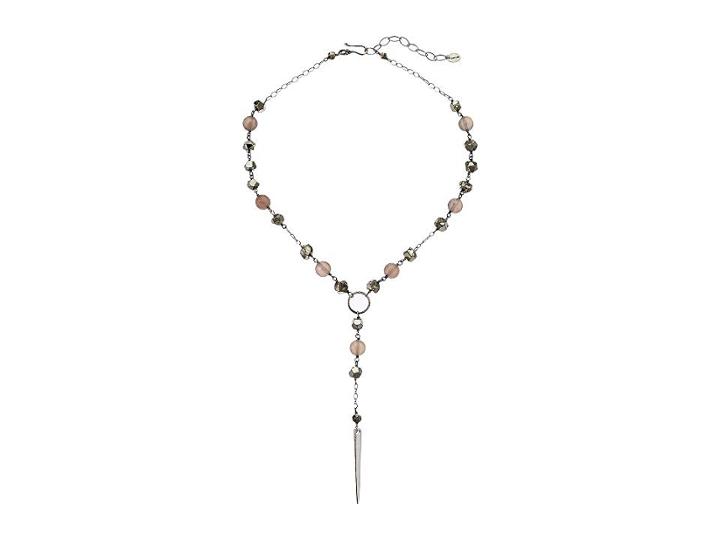 Chan Luu Semi-precious Stone Short Dagger Necklace (grey Mix) Necklace
